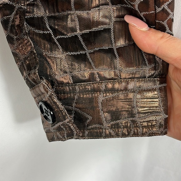 Donna Salyer's Fabulous Furs metallic croc textured light jacket Sz L - Picture 6 of 10